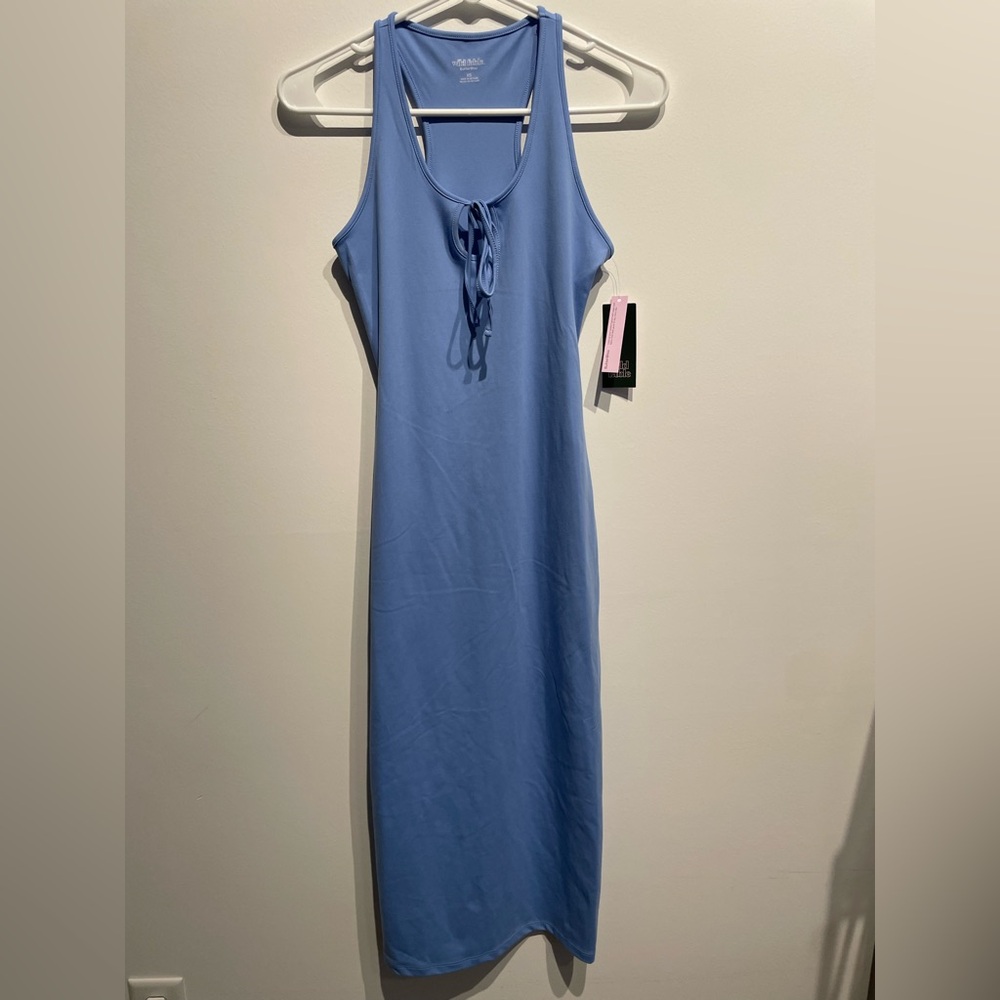 Wild Fable Women's ButterBliss Keyhole Racer Back MIDI Bodycon Dress Blue XS NWT